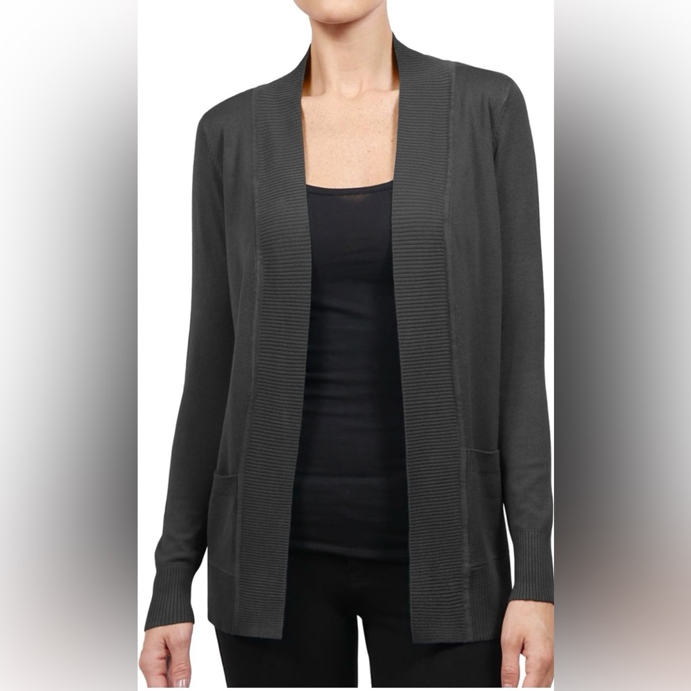 Carolyn Taylor Classic Black Open-Front Cardigan